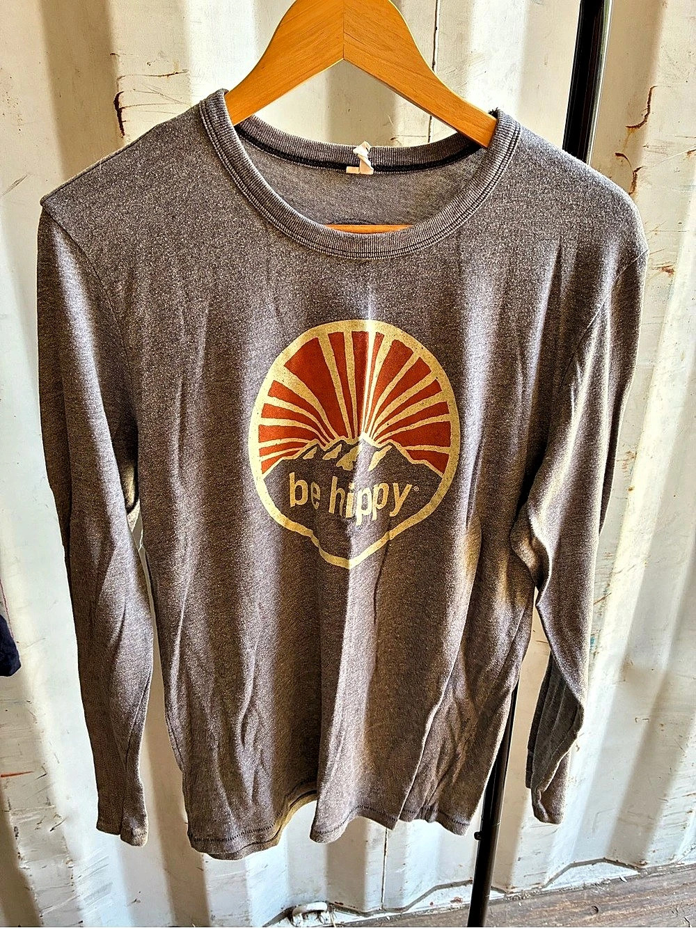Be Hippy Mountain Sunburst Long Sleeve Tee gray
